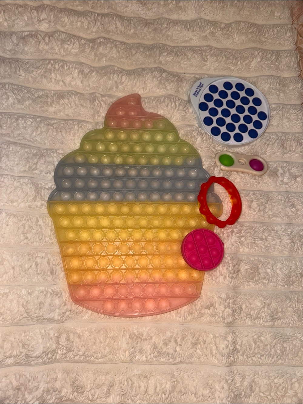 Multicolor Rainbow Cupcake Pop-It Sensory Fidget Toy - Home Party Supplies